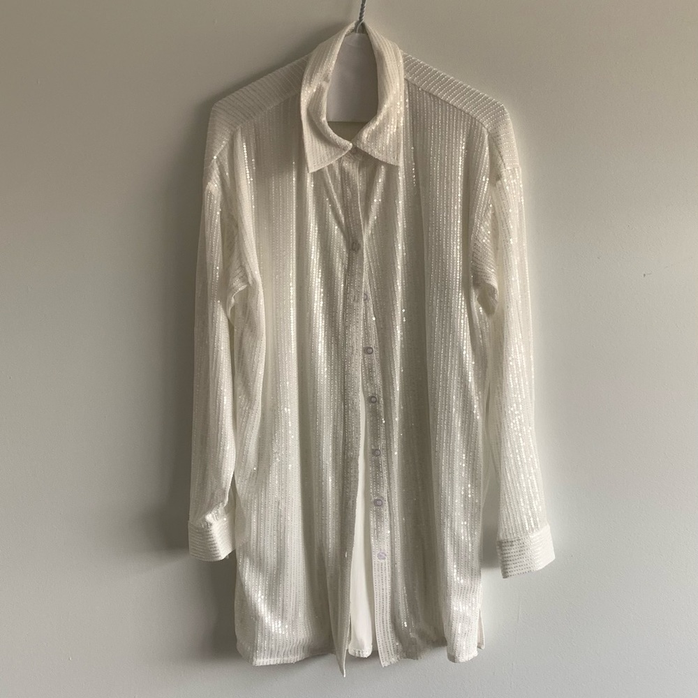UNSTOPPABLE WHITE SEQUIN MINI DRESS - Picture 7 of 12